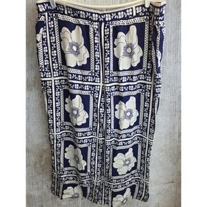 Draper James RSVP Pants PLus Size XXL Navy White Floral Print Wide Leg Bohemian